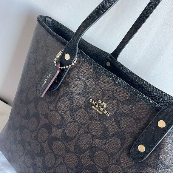 COACH Signature Jacquard Ava City Tote Laptop Work Bag Reversible Metro Tote - Picture 5 of 13